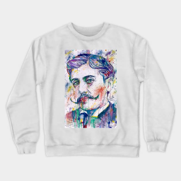 MARCEL PROUST - watercolor portrait .2 Crewneck Sweatshirt by lautir